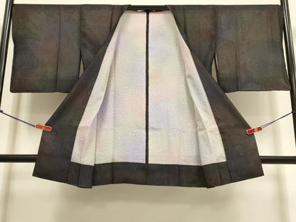 平和屋着物▽道行コート　スリーシーズン　春夏秋　塵除け　紗袷　紗×絽　霞文　正絹　逸品　DABI4137du