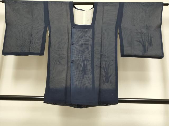 平和屋着物▽道行コート　スリーシーズン　春夏秋　塵除け　無双　紗袷　紗×紗　手描き　杜若　正絹　逸品　DABI4141du