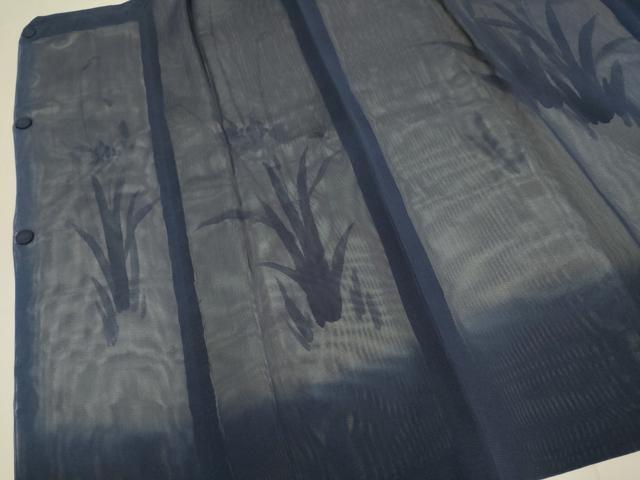 平和屋着物▽道行コート　スリーシーズン　春夏秋　塵除け　無双　紗袷　紗×紗　手描き　杜若　正絹　逸品　DABI4141du