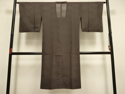 平和屋着物▽道行コート　スリーシーズン　春夏秋　塵除け　横段文　煤竹色　正絹　逸品　未使用　DABI4145du