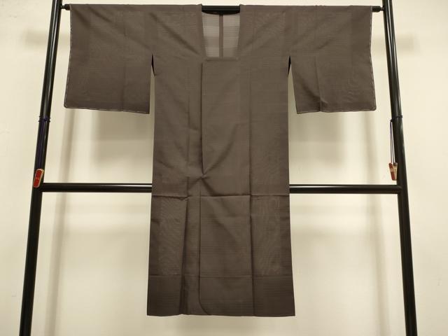 平和屋着物▽道行コート　スリーシーズン　春夏秋　塵除け　横段文　煤竹色　正絹　逸品　未使用　DABI4145du
