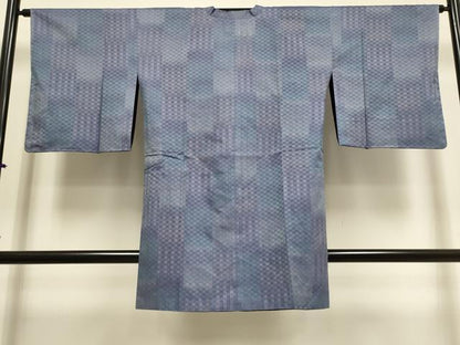 平和屋着物▽道行コート　リバーシブル　スリーシーズン　春夏秋　塵除け　変わり市松文　正絹　逸品　未使用　DABI4147du