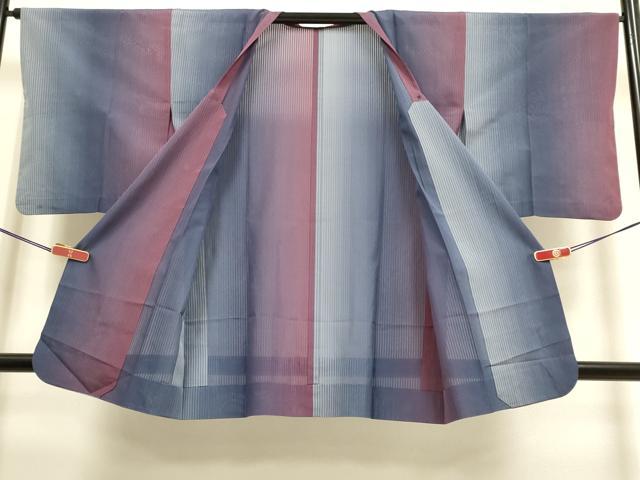 平和屋着物▽道行コート　スリーシーズン　春夏秋　塵除け　縞　正絹　逸品　DABI4150du