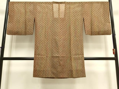 平和屋着物▽道行コート　スリーシーズン　春夏秋　塵除け　縞　正絹　逸品　DABI4152du