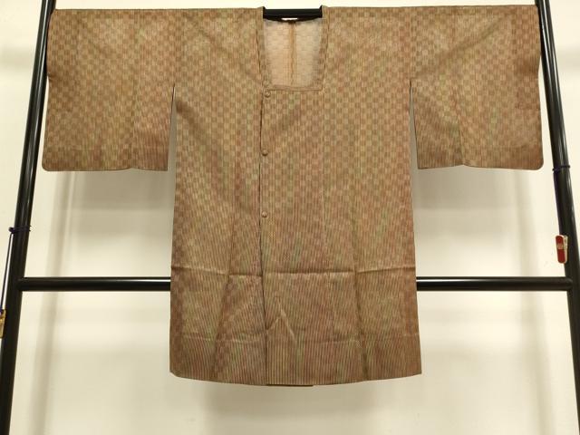 平和屋着物▽道行コート　スリーシーズン　春夏秋　塵除け　縞　正絹　逸品　DABI4152du