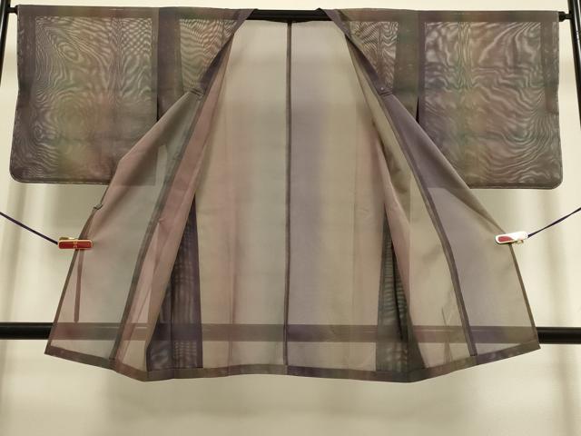平和屋着物▽道行コート　スリーシーズン　春夏秋　塵除け　格子　正絹　逸品　未使用　DABI4153du