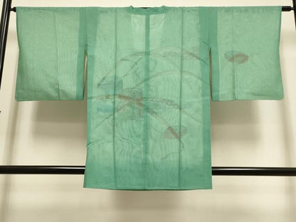 平和屋着物▽道行コート　スリーシーズン　春夏秋　塵除け　無双　紗袷　紗×紗　貝桶花文　正絹　逸品　DABI4154du