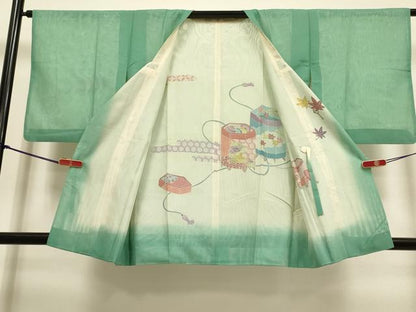 平和屋着物▽道行コート　スリーシーズン　春夏秋　塵除け　無双　紗袷　紗×紗　貝桶花文　正絹　逸品　DABI4154du