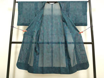 平和屋着物▽道行コート　スリーシーズン　春夏秋　塵除け　霞文　ロング丈　正絹　逸品　DABI4155du