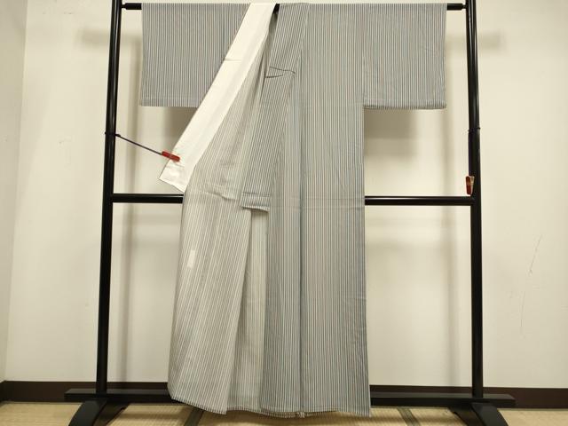 平和屋着物＊重要無形文化財　人間国宝　伊勢型紙縞彫師　児玉博　夏物　小紋　縞　正絹　逸品　DABI4156du