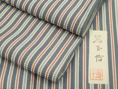 平和屋着物＊重要無形文化財　人間国宝　伊勢型紙縞彫師　児玉博　夏物　小紋　縞　正絹　逸品　DABI4156du