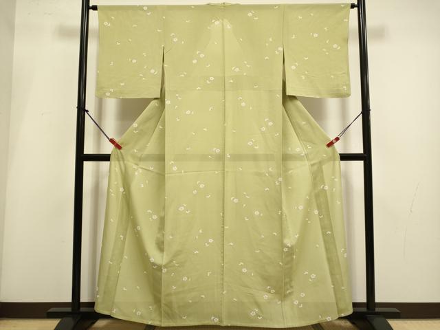 平和屋着物＊夏物　小紋　舞花文　銀彩　正絹　逸品　DABI4160du
