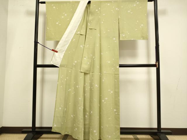 平和屋着物＊夏物　小紋　舞花文　銀彩　正絹　逸品　DABI4160du