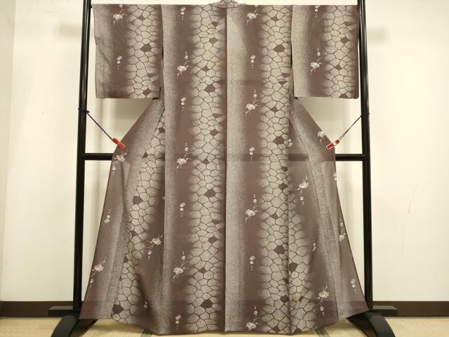 平和屋着物＊夏物　小紋　絽　石畳花文　正絹　逸品　DABI4161du