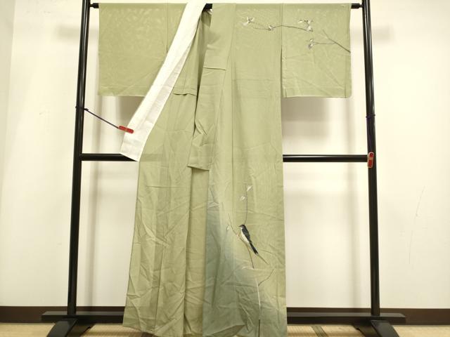 平和屋着物＊夏物　訪問着　休み鳥　暈し染め　金彩　正絹　逸品　未使用　DABI4165du