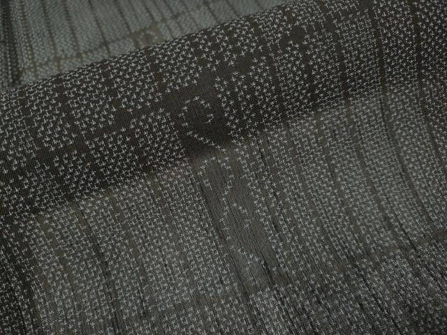 平和屋着物＊夏物　結城紬　夏結城　変わり格子　正絹　逸品　DABI4166du