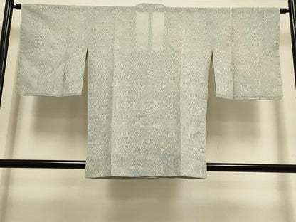 平和屋着物▽道行コート　スリーシーズン　春夏秋　塵除け　菱文　灰汁色　正絹　逸品　DABI4173du