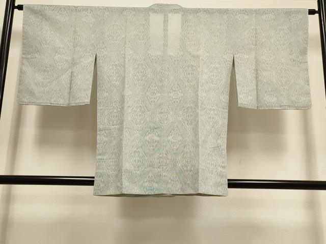 平和屋着物▽道行コート　スリーシーズン　春夏秋　塵除け　菱文　灰汁色　正絹　逸品　DABI4173du