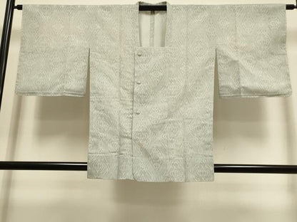 平和屋着物▽道行コート　スリーシーズン　春夏秋　塵除け　菱文　灰汁色　正絹　逸品　DABI4173du