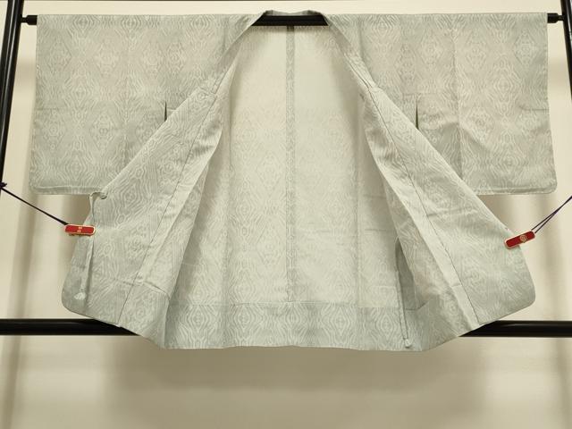 平和屋着物▽道行コート　スリーシーズン　春夏秋　塵除け　菱文　灰汁色　正絹　逸品　DABI4173du