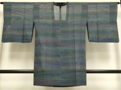 平和屋着物▽道行コート　スリーシーズン　春夏秋　塵除け　変わり縞　正絹　逸品　DABI4174du