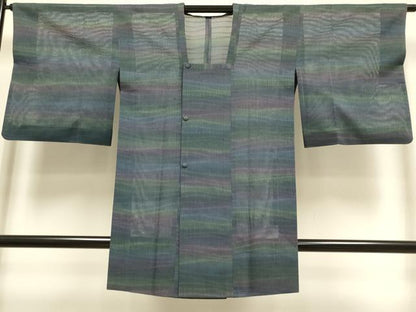 平和屋着物▽道行コート　スリーシーズン　春夏秋　塵除け　変わり縞　正絹　逸品　DABI4174du