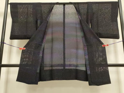 平和屋着物▽道行コート　スリーシーズン　春夏秋　塵除け　霞文　ロング丈　正絹　逸品　DABI4176du