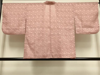 平和屋着物▽道中着　スリーシーズン　春夏秋　塵除け　草花紋紗　浅蘇芳色　正絹　逸品　DABI4180du