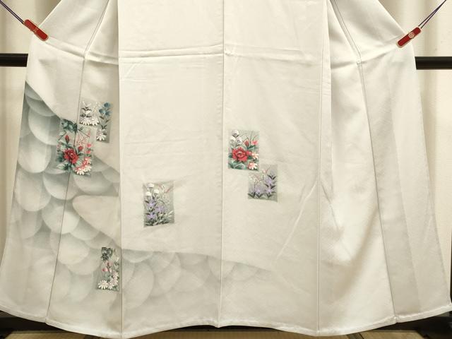 平和屋着物▽訪問着　単衣　手描き　草花文　暈し染め　正絹　逸品　未使用　DABI4187du