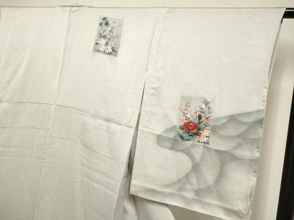 平和屋着物▽訪問着　単衣　手描き　草花文　暈し染め　正絹　逸品　未使用　DABI4187du