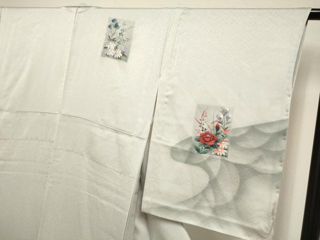平和屋着物▽訪問着　単衣　手描き　草花文　暈し染め　正絹　逸品　未使用　DABI4187du