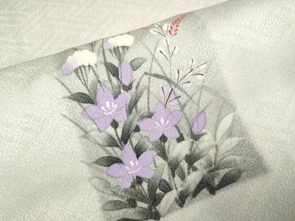 平和屋着物▽訪問着　単衣　手描き　草花文　暈し染め　正絹　逸品　未使用　DABI4187du