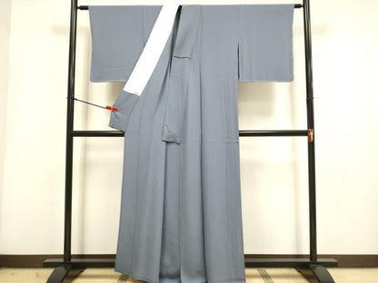 平和屋着物▽上質な色無地　単衣　濃い薄鼠色　正絹　逸品　未使用　DABI4192du