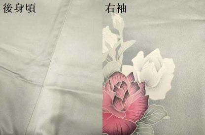 平和屋着物▽訪問着　単衣　薔薇　正絹　逸品　DABI4193du