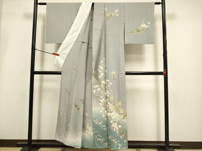 平和屋着物▽十日町友禅作家　阿部佳雪　訪問着　単衣　草花文　暈し染め　正絹　逸品　DABI4195du
