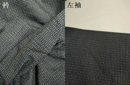 平和屋着物▽男性　お召　単衣　亀甲柄　正絹　逸品　DABI4199du