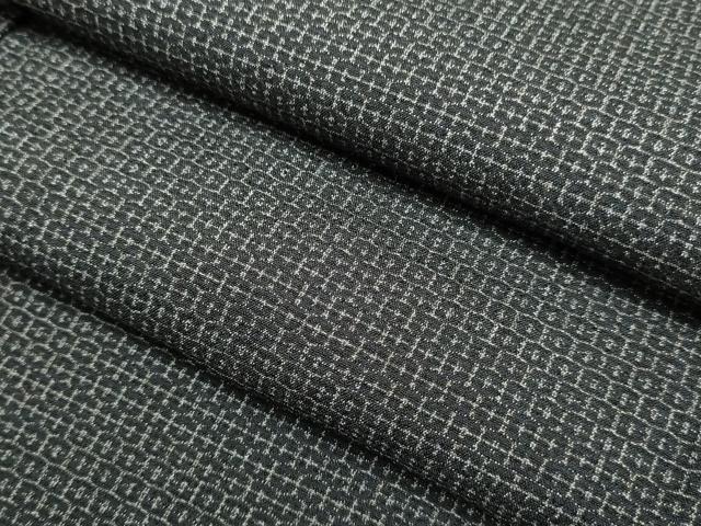 平和屋着物▽男性　お召　単衣　亀甲柄　正絹　逸品　DABI4199du