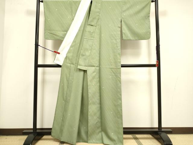 平和屋着物▽小紋　単衣　斜線鱗文　洗える着物　DABI4206du