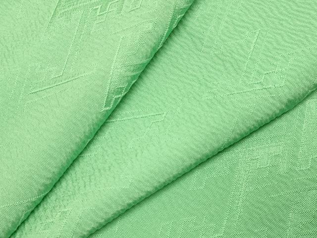 平和屋着物▽上質な色無地　単衣　紗綾形地紋　浅緑色　正絹　逸品　DABI4209du
