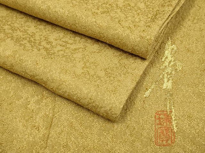 平和屋着物▽本草木染作家　瑞寶　色無地　単衣　黄橡色　正絹　逸品　DABI4219du