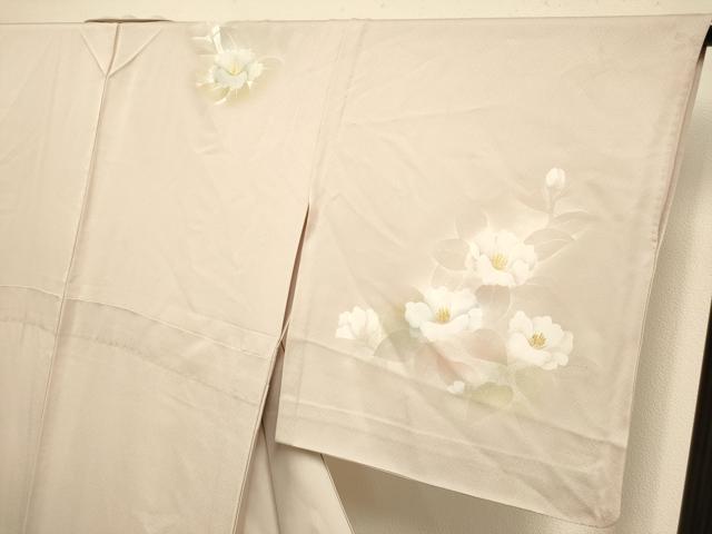 平和屋着物▽訪問着　単衣　椿　金銀彩　正絹　逸品　DABI4221du