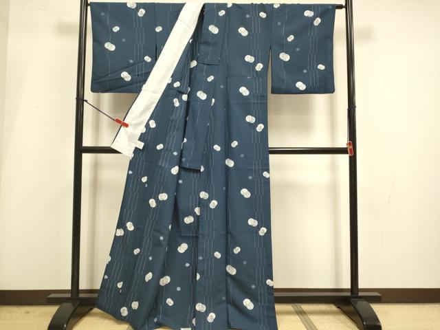 平和屋着物▽小紋　単衣　草花文　洗える着物　DABI4228du