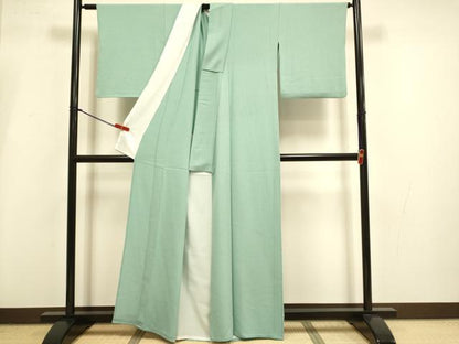 平和屋着物▽色無地　単衣　薄青色　正絹　逸品　DABI4236du