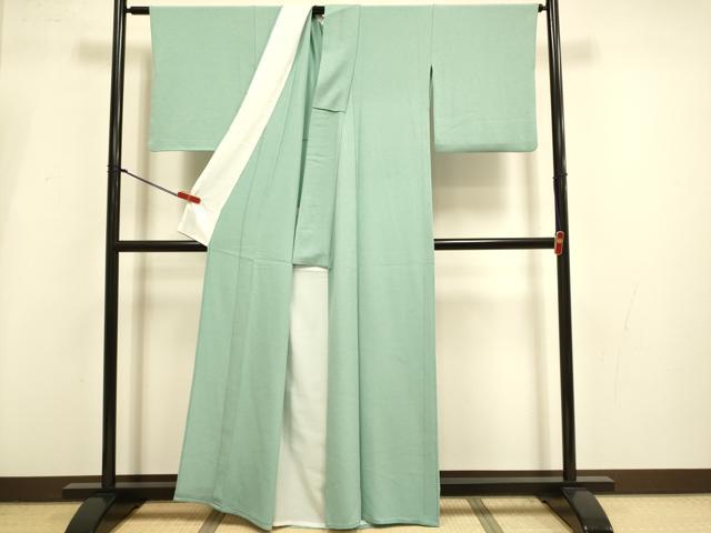 平和屋着物▽色無地　単衣　薄青色　正絹　逸品　DABI4236du