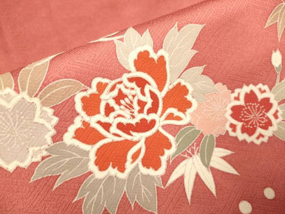 平和屋着物▽訪問着　単衣　御所車花文　暈し染め　金彩　正絹　逸品　DABI4237du