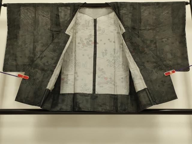 平和屋着物▽道行コート　スリーシーズン　春夏秋　塵除け　風景花文　正絹　逸品　DABI4253du