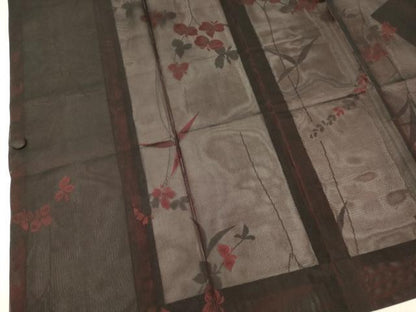平和屋着物▽道行コート　スリーシーズン　春夏秋　塵除け　枝花文　正絹　逸品　DABI4254du