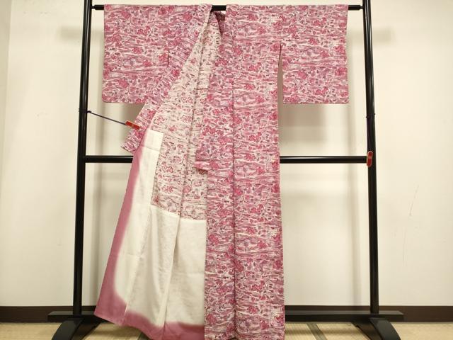 平和屋着物▼上質な小紋　胴抜き仕立て　風景文　正絹　逸品　DABI4259du
