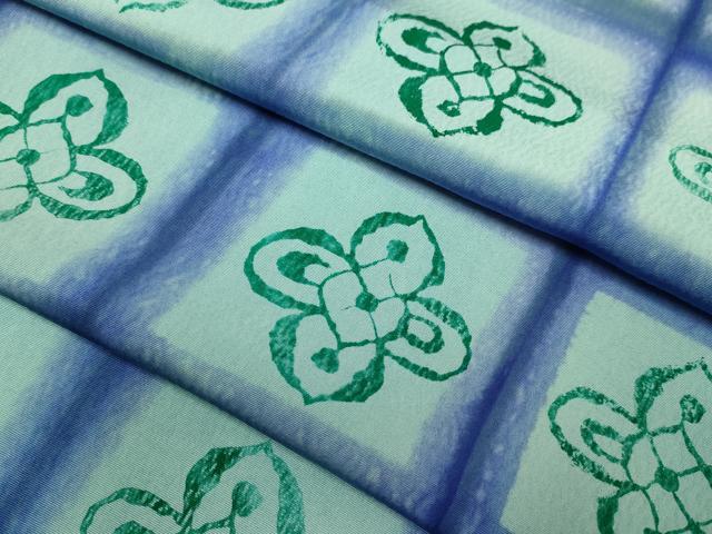 平和屋着物▽上質な小紋　単衣　格子花文　正絹　逸品　DABI4261du