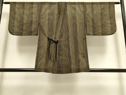 平和屋着物▽道中着　スリーシーズン　春夏秋　塵除け　変わり縞　正絹　逸品　DABI4264du